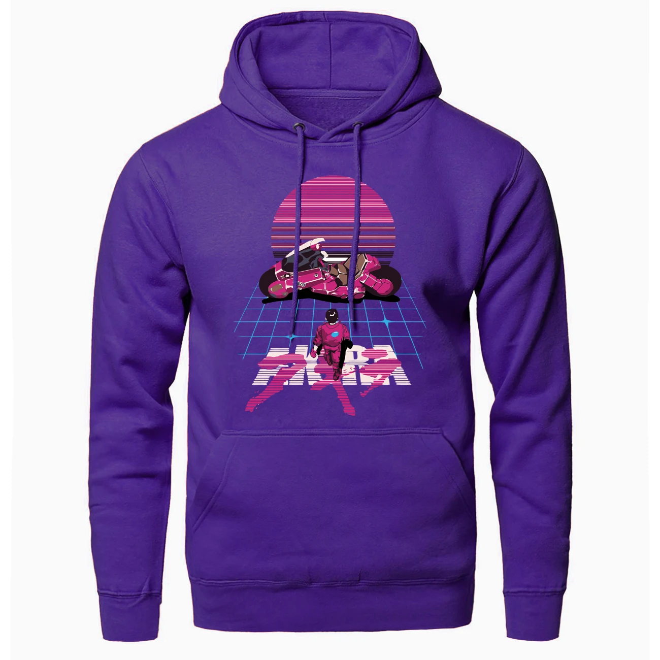 Мода Akira Synthwave японского аниме печати мужчин толстовки с капюшоном пуловер Повседневная одежда весна осень пальто slim fit Куртки