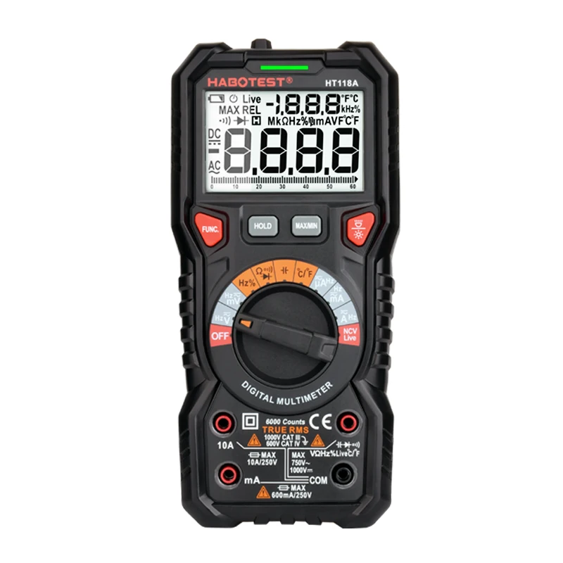 Цифровой мультиметр Habotest HT118A, 1000 В, многотестер, транзистор, емкость, Ом, Гц, температура, мультиметр, профессиональный тестер|Мультиметры| | АлиЭкспресс