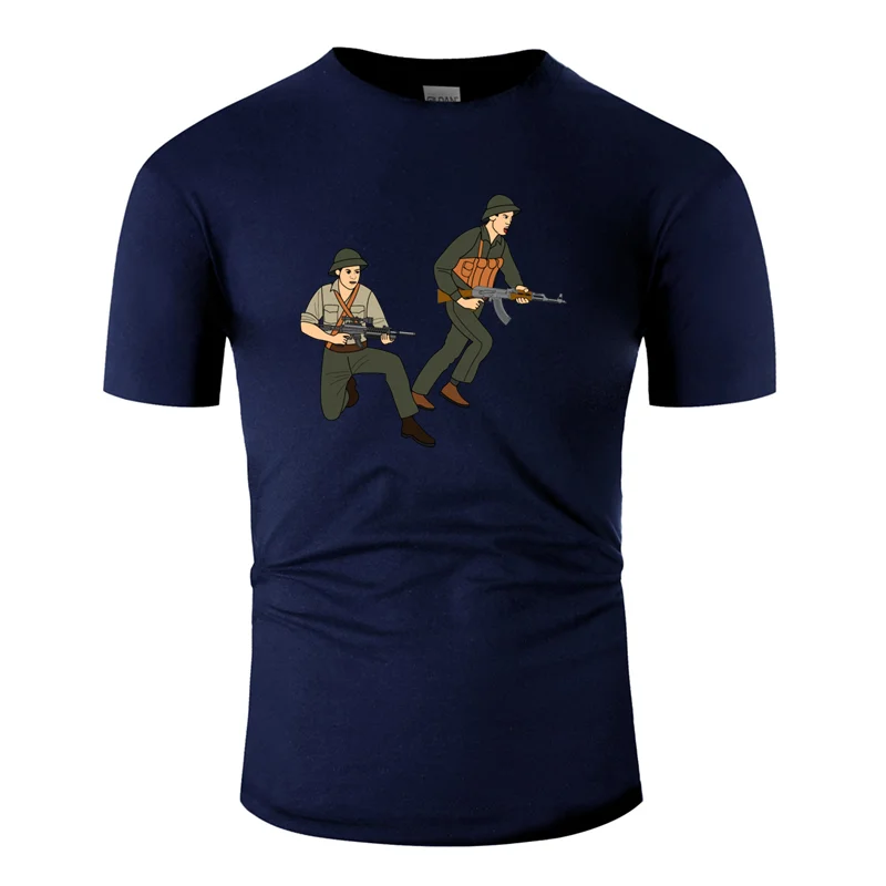 Men-Navy Blue Новая дышащая футболка с изображением солдат в бою, Мужская одежда, мужская футболка из хлопка с изображением комиксов, высокое качество - Цвет: Men-Navy Blue