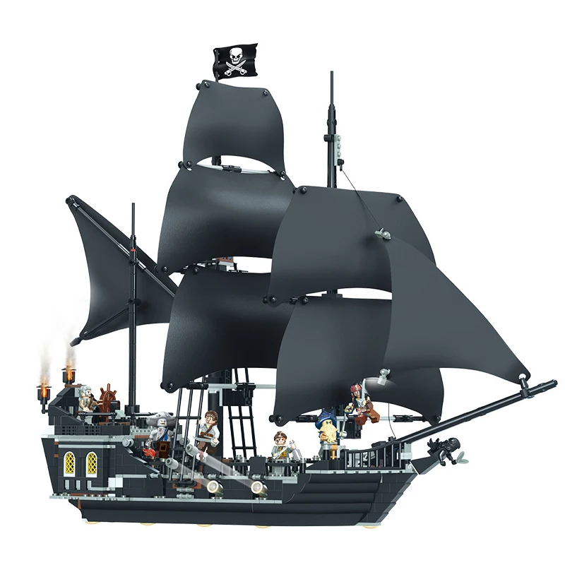 

875PCS Pirates of the Caribbean The Black pearl Queen Anne's Revenge ship boat Compatible Legoinglys Model Bricks Toys For Kids
