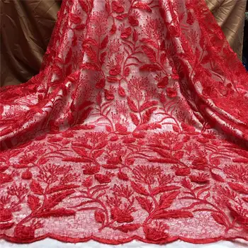 

2020 African Net Lace Fabric, High Quality Elegant Nigerian Wedding Lace Fabrics 5Yards Stones French Tulle lace HLL4587