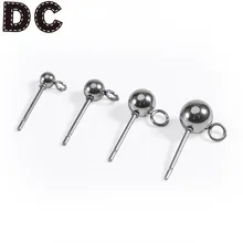 New Arrival 30pcs/lot Stainless Steel Round Bead Welding Earring Stud Accessories With Hole For Hanging For DIY Charms Earrings