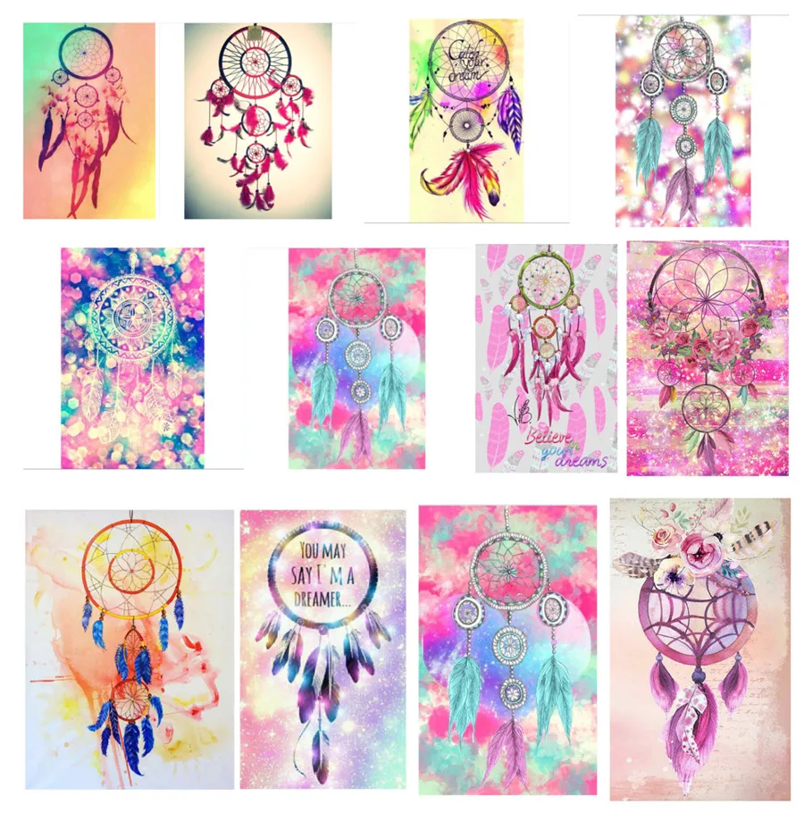 5D алмазная живопись сделай сам вышивка перья мультяшный цвет Ловец снов из