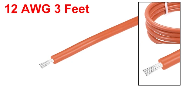 Orange Uxcell силиконовый провод 12/14/17/18/20 AWG Электрический провод нити из луженой Медный провод 3/7/10/16 футов черные, красные, зеленые белого и коричневого цветов - Цвет: Orange