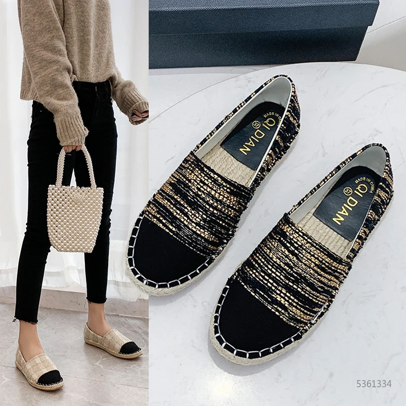 

2020 NEW Spring European Famous Brand Patchwork Espadrilles Shoes Woman Genuine Leather Creepers Flats Ladies Loafers