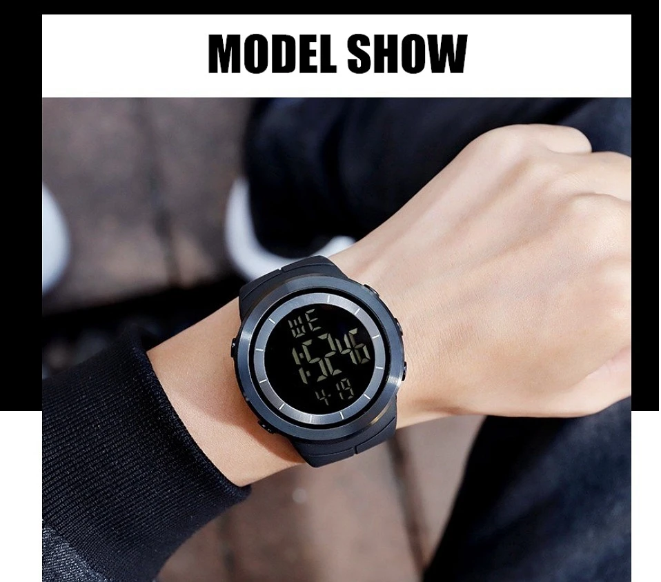 Fashion Digital Men Watches White Waterproof Outdoor Referee Sport Watch Shock Resistance Electronic Wristwatch Stopwatch Clock 6