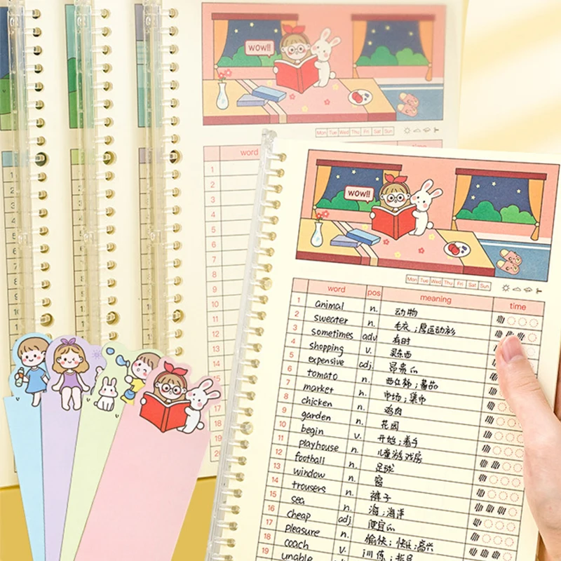 

B5 Loose-leaf, Detachable, Ring-button, Large-size Notebook For English Memorizing, Can Keep Out New Words, School Stationery