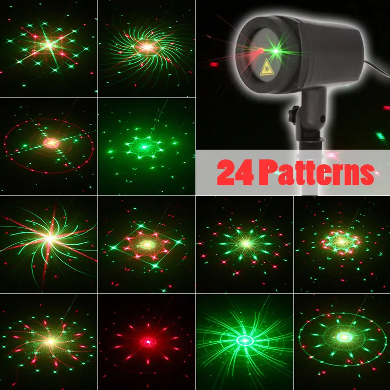 Открытый Рождественский Звездный светильник s лазерный проектор душ 24 модели эффект движения RF пульт дистанционного управления Водонепроницаемый IP65 садовый Сказочный светильник