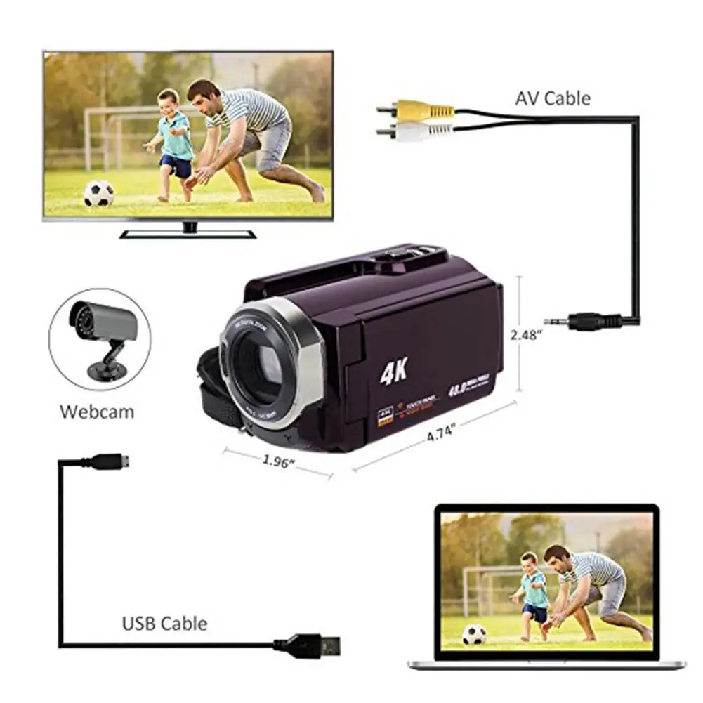 Высокое качество 4K видеокамера видеокамеры Ultra HD Цифровая камера s и видео рекордер с Wifi/инфракрасный сенсорный экран