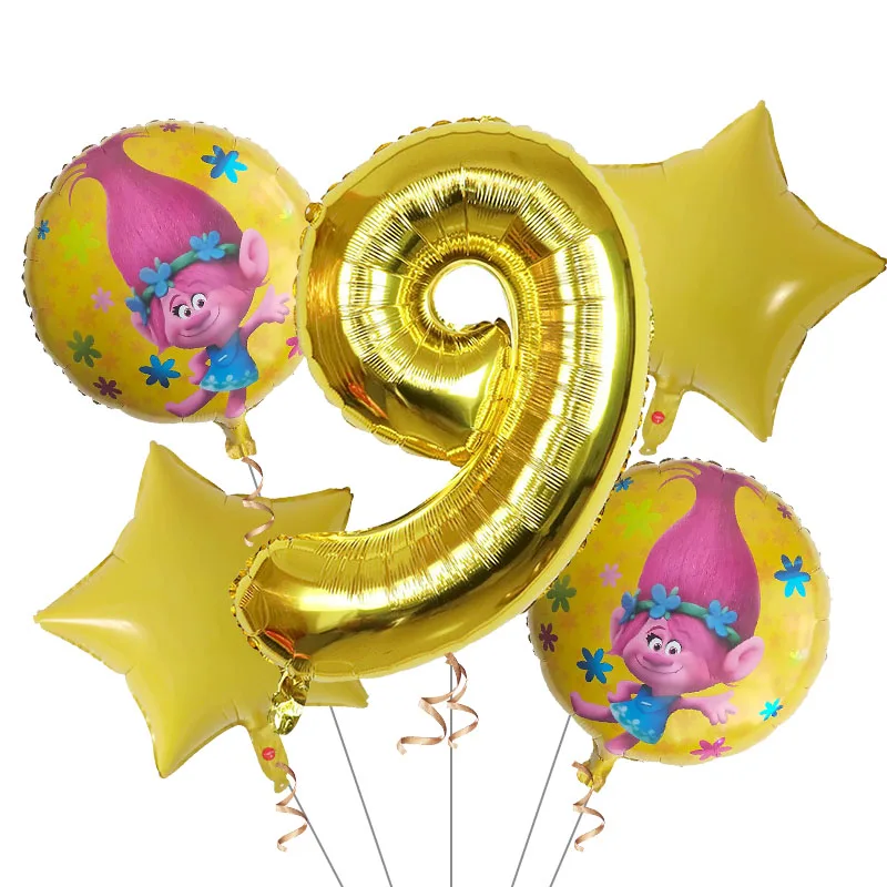 5 шт./партия, воздушные шары с троллями для дня рождения, гелиевая фольга, воздушные Свадебные Воздушные шары, украшения на вечеринку дня рождения, подарок для детей - Цвет: Темно-серый