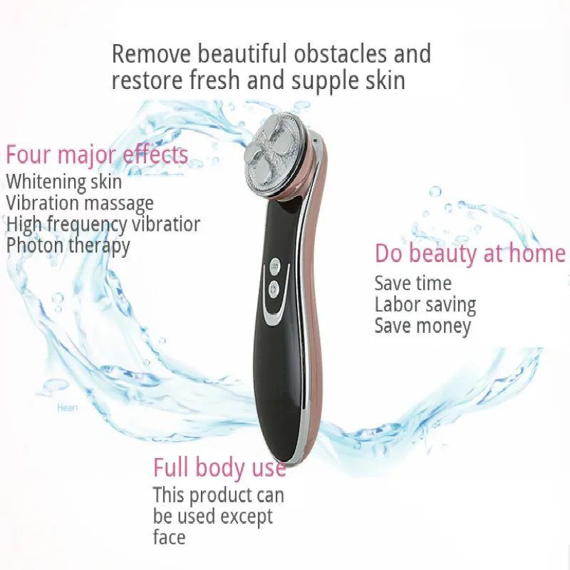  5 In 1 LED Light Photon Irradiation Face Skin Care Massager RF Lifting Tighten EMS Slimming Wrinkle - 4000547798245