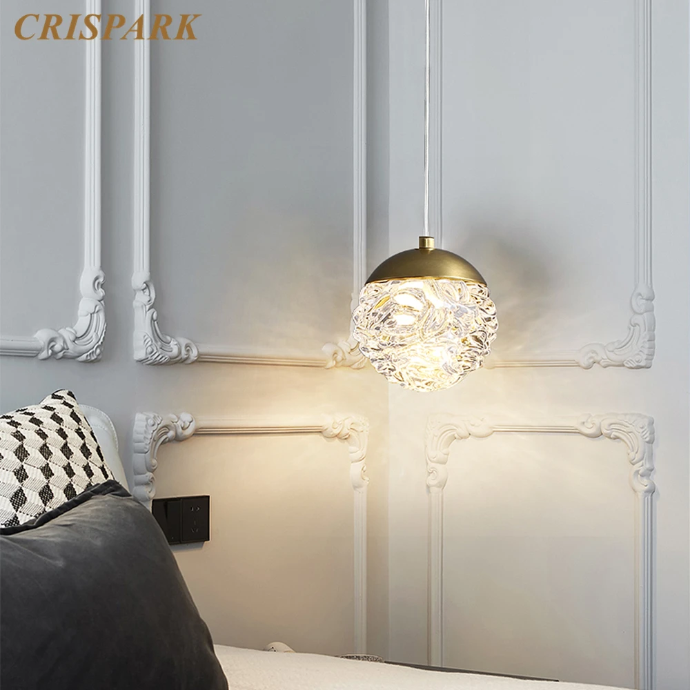 Nordic Glass Ceiling Chandelier LED Brass Indoor Lighting Modern Orb Pendant Hanging Lamp Home Decorative for Bedroom Bedside | Освещение