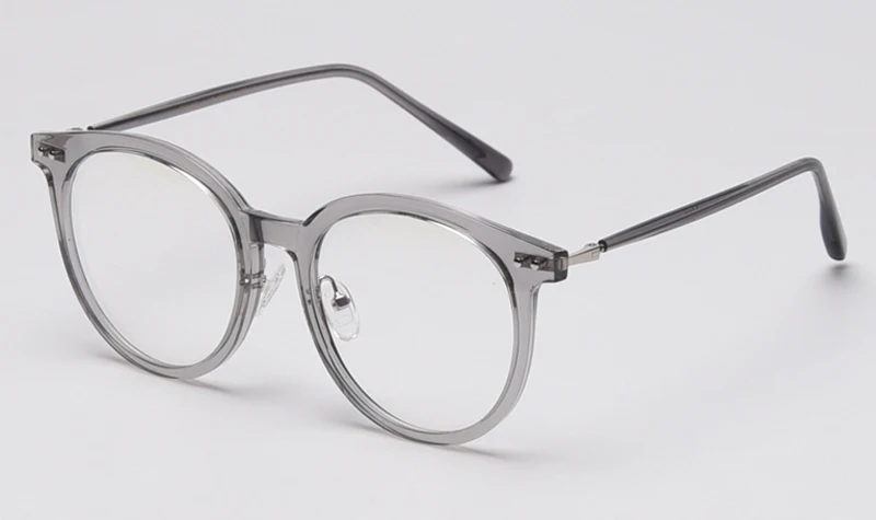 grey with clear Peekaboo tr90, синий светильник, фильтр, очки для женщин, большие прозрачные ретро очки по рецепту, Круглые, мужские, с заклепками, модный стиль - Цвет оправы: grey with clear