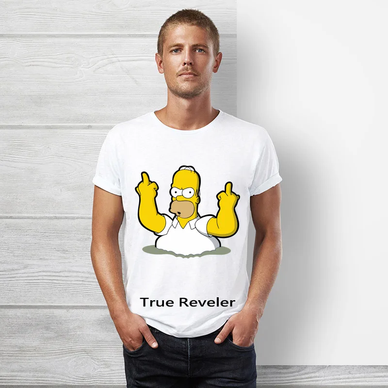 S04 Homer simpson Футболка мужская короткий рукав хип хоп мультфильм Топы футболка Летняя забавная Милая Симпсон Женская футболка - Цвет: S04