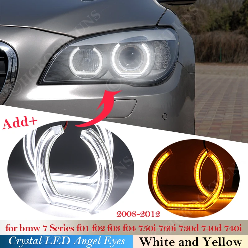 Кристальные светодиодсветодиодный кольца Angel Eyes DTM с ореолом для BMW 7 серии F01 F02 F03