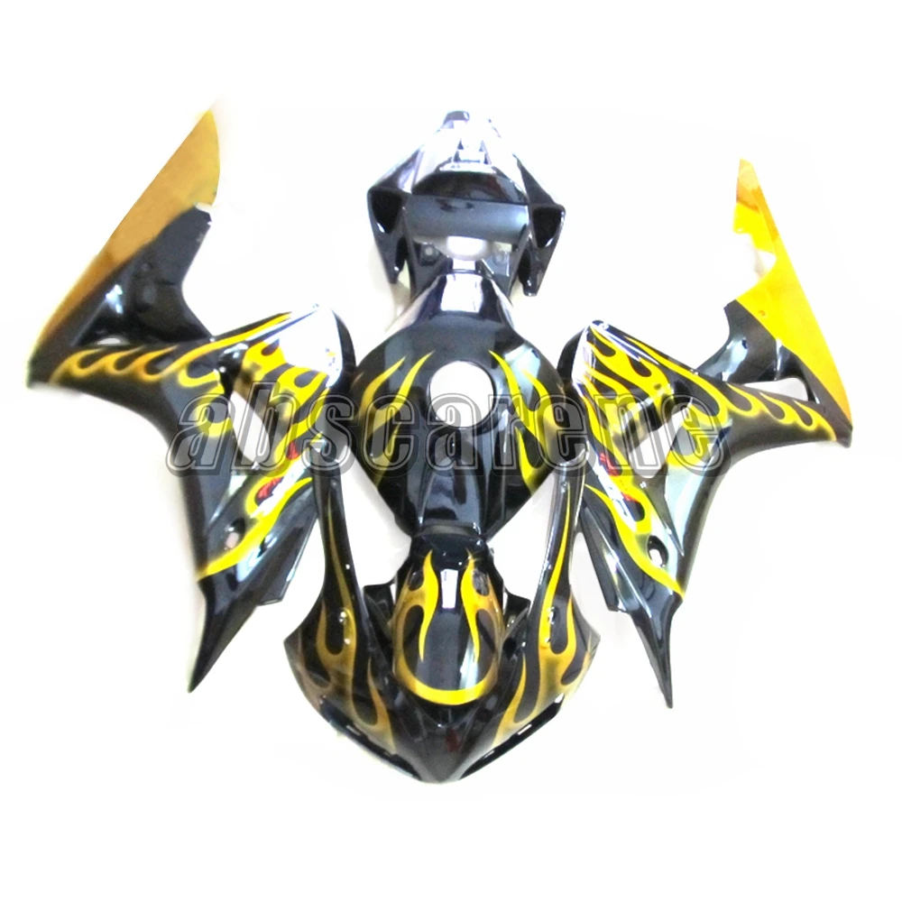 Full Fairings For Honda CBR1000RR 2006 2007 CBR 1000RR 06 07 ABS Plastic Injection Motorcycle Bodywork Black With Yellow Flames |