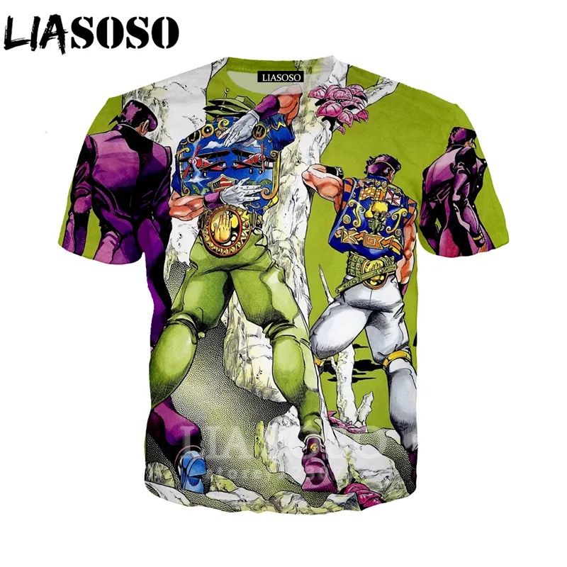 9 LIASOSO для мужчин женщин Kujo Jotaro Толстовка 3D принт аниме JoJo Необычные Приключения Футболка короткий рукав уличный Топ пуловер A317-07 - Цвет: 9