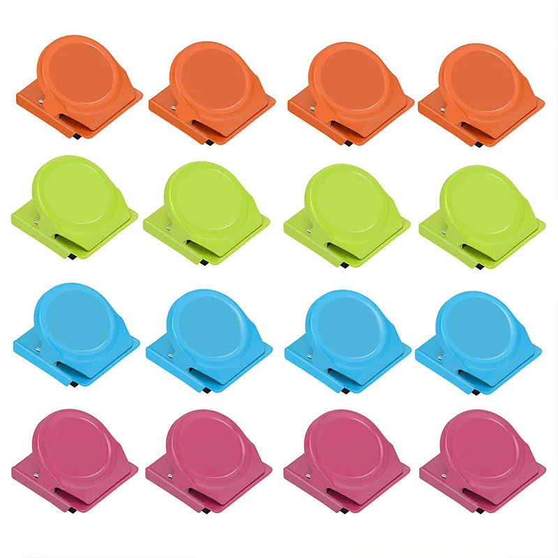 

Binder Clips Paper Clamps Magnetic Clips Magnetic Metal Clips 16 Packs Colorful Heavy Duty Refrigerator Whiteboard Wall Clip for