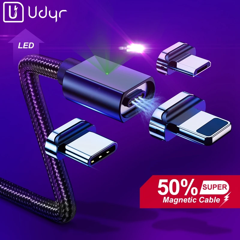 Udyr, 2 м, 1 м, магнитный Micro USB кабель для iPhone, samsung, быстрая зарядка, провод для передачи данных, шнур, магнитное зарядное устройство, usb type-C, кабель для мобильного телефона