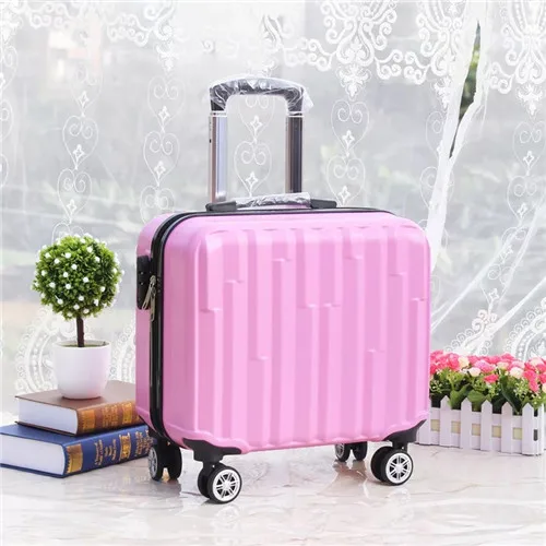 Pink KLQDZMS популярный модный багаж на колёсиках 18 дюймов бренд carry on box для мужчин Дорожный чемодан для женщин тележка багаж на колесах - Цвет: Pink