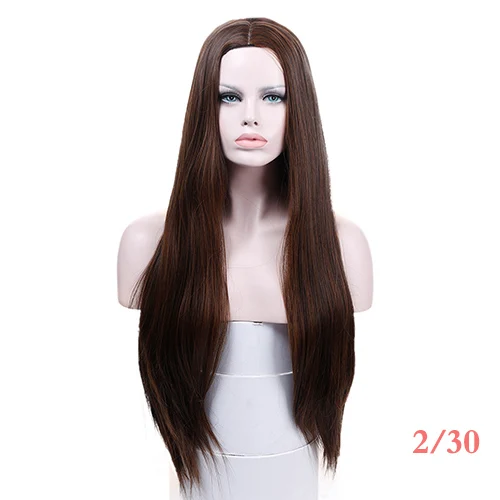 DIFEI 26 дюймов синтетический парик длинные прямые волосы, в черном, коричневом и сером цветах имеются со средним часть парик для косплея и в качестве повседневной одежды парики для женщин - Цвет: 2I30