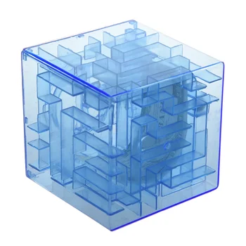 

New Plastic Cubic Money Maze Bank Saving Coin Collection Case Box 3D Puzzle (Blue)