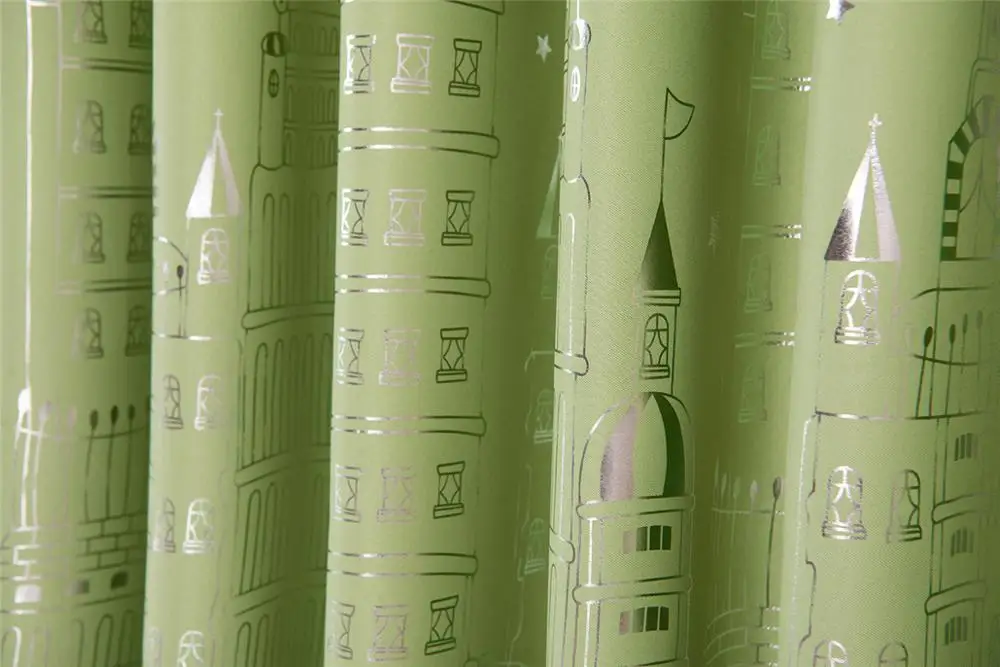 GREEN TONGDI Блестящая серебряная звезда замок затемненная занавеска высококачественное украшение для рождественской вечеринки детская комната спальня гостиная - Цвет: GREEN