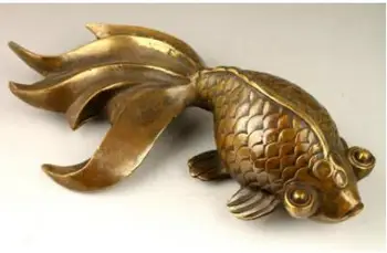 

Chinese Old Collectable Handwork Decoration Copper Lovely Goldfish Statue