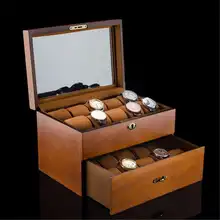 Роскошная двухслойная деревянная коробка для часов 20 сеток коробка для часов мужская верхняя шкатулка для ювелирных изделий Органайзер для часов