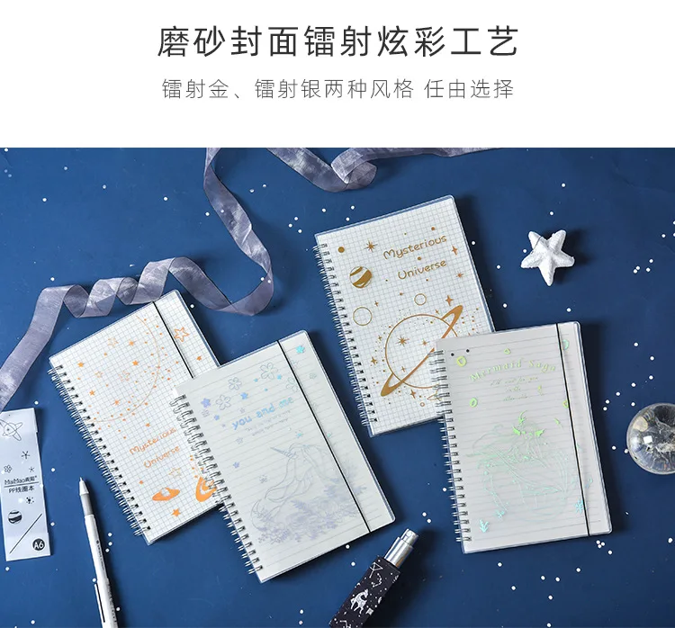 1 Pcs Kawaii Cover Planner Notebook Hot Stamping Star Coil Diary Book Exercise Composition Binding Note Notepad Gift Stationery