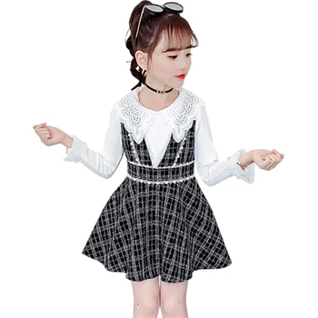 

Children Clothes Blouse + Dress Girls Clothing Plaid Pattern Kids Clothes Girls Casual Style Kids Clothing 6 8 10 12 14