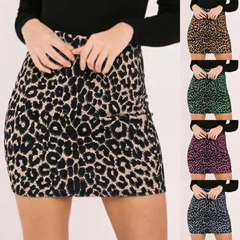 

Skirts Women Spring 's Leopard Printed Skirt High Waist Sexy Pencil Hip Mini Skirt Summer Lady Club Skirts Mujer