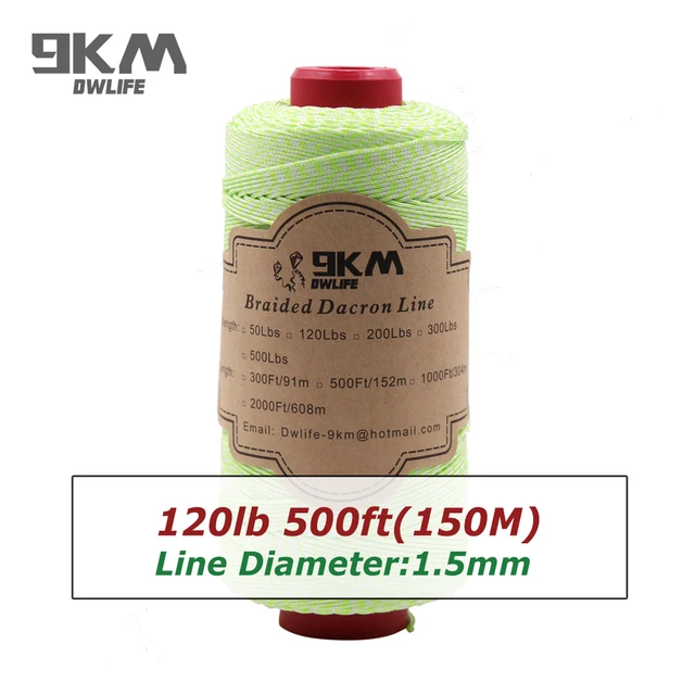 Braided Dacron Fishing Line Outdoor Kite Line 500-1000ft Multi-Functional Camping Flag Tying Band Fishing Applications 50-500Lbs 500ft 120lbs
