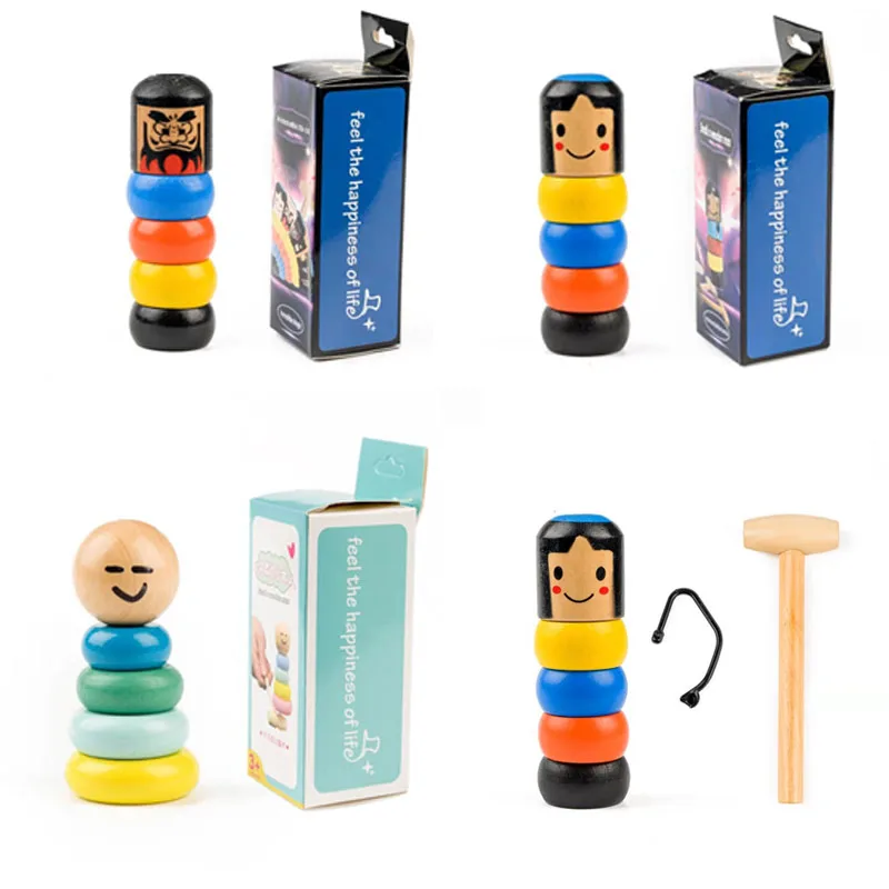 

Wooden Toys Funny Wood Unbreakable Man Girl Doll Automatic Assemble Magic Trick Desktop Developmental Kid Puzzle Toy Stage Props