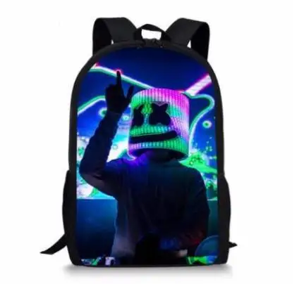 Picture color DJ Marshmello Guy школьная сумка для подростков мальчиков и девочек, детский персональный школьный ранец Marshmallow face Smile Hip-Hop веселый рюкзак - Цвет: Picture color