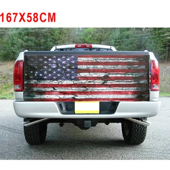 

Fashion Truck Popular Decal 167*58cm Cool Exterior Novel Design American Flag Tailgate Wrap Graphic Reliable High Quality