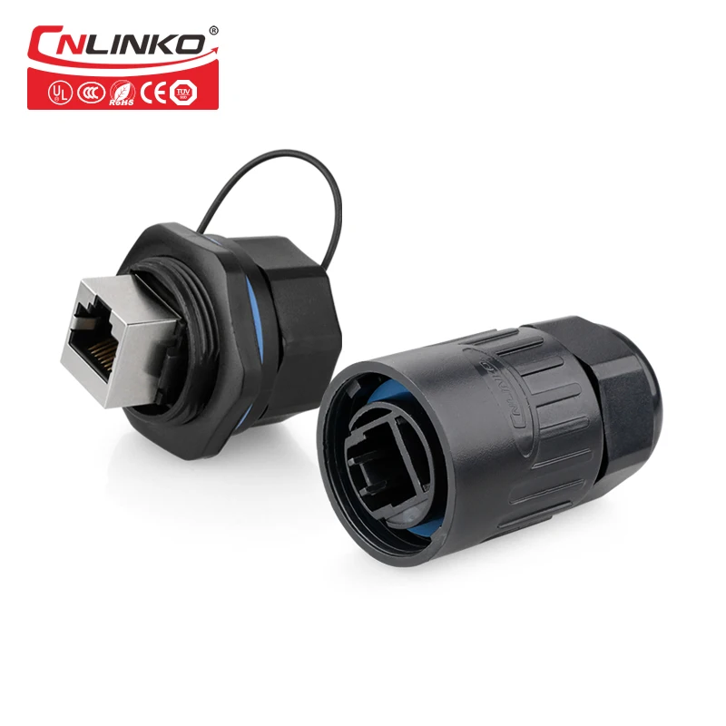 CNLINKO Пластиковые Тип RJ45 водонепроницаемый разъем 1/4 штык подключения rj45 разъем ethernet