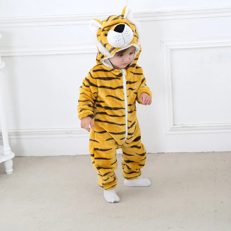 Зимние Детские пижамы милый комбинезон с героями мультфильмов, фланелевый костюм с динозавром и животными для игр толстовка с капюшоном и длинными рукавами, теплая, милая, забавная, цельная