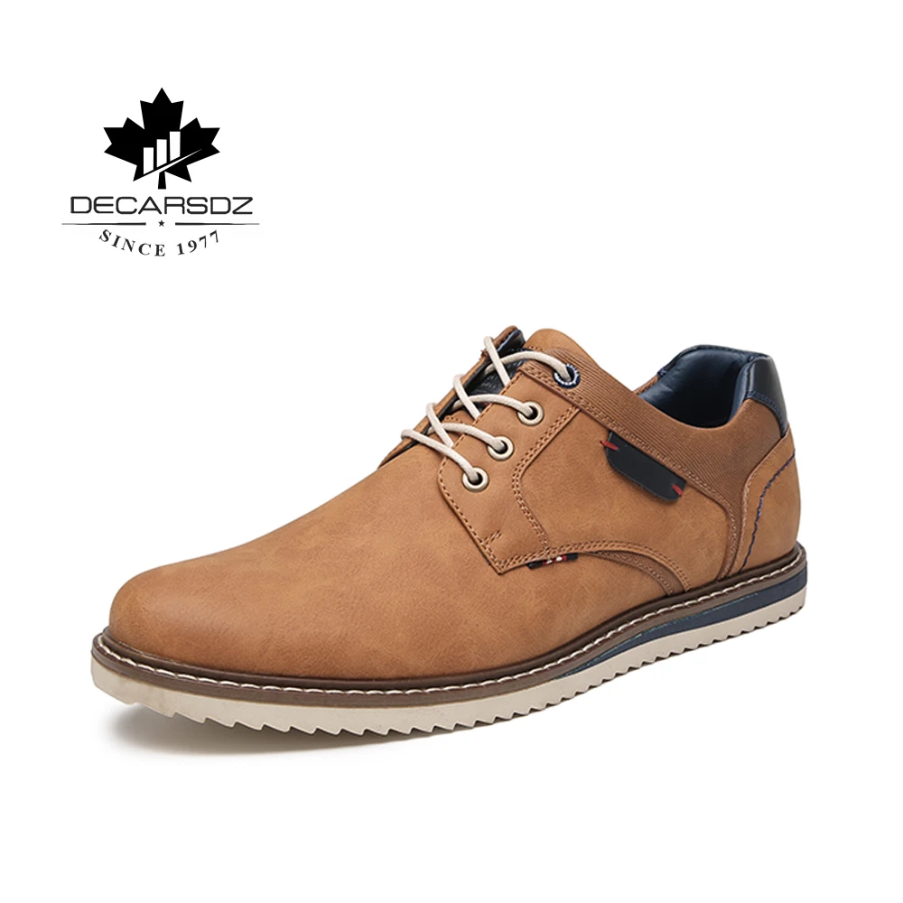 DECARSDZ-zapatos informales de cuero para hombre, Calzado cómodo con cordones y suela de TPR para primavera y verano, 2021