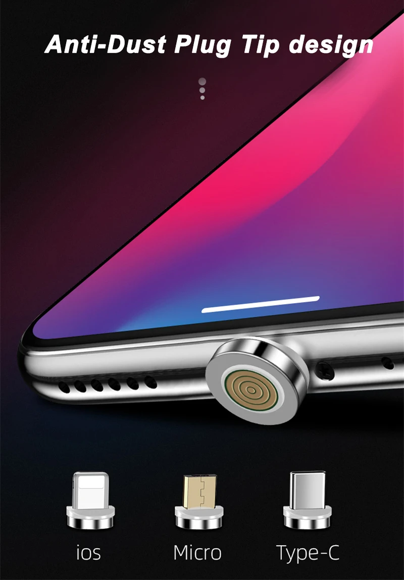 90 градусов 3A светодиодный магнитный Micro usb type-C кабель для быстрой зарядки для iPhone SAMSUNG XIAOMI HUAWEI LG Quick Charge 3,0 провод