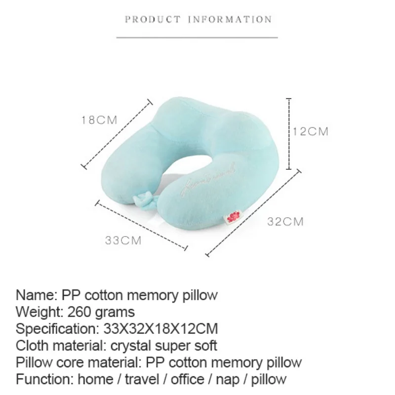 Портативная одноцветная u-образная подушка, мягкая, для путешествий, для шеи, защитная подушка, для самолета, для сна, подушка для студентов с памятью