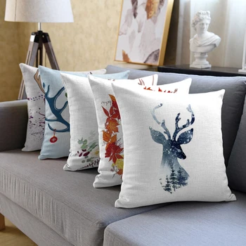 

Fuwatacchi Geometric Deer Cushion Cover Christmas Theme Pattern Throw Pillow Covers for Couch/Car Home Decor Pillowcase 45x45cm
