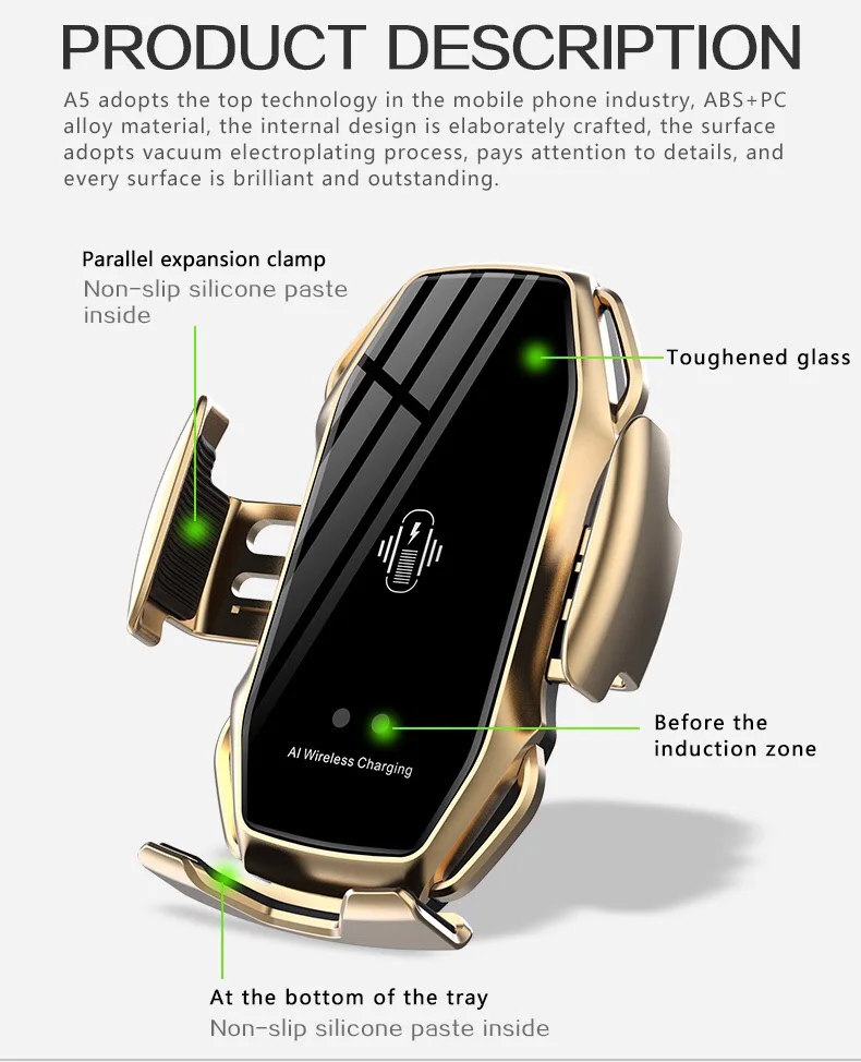 FLOVEME Qi Car Wireless Charger For iPhone Samsung Xiaomi Car Mount Infrared Induction Fast Wireless Charging Car Phone Holder phone stand for bike