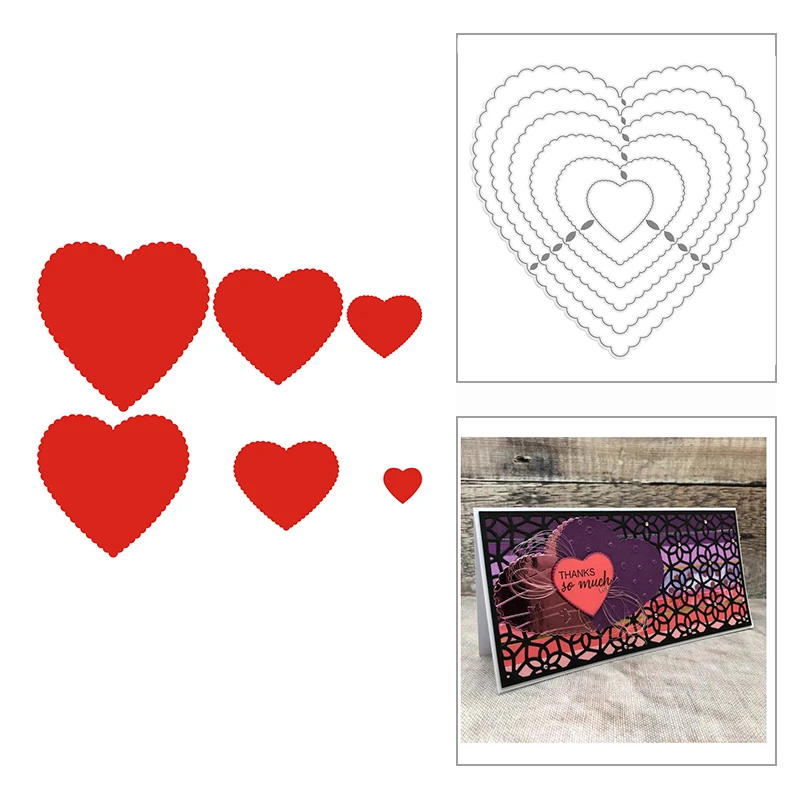 

2021 New Nesting Scalloped Heart Frame Metal Cutting Dies for Scrapbooking Decor and Card Making Paper Craft Embossing No Stamps