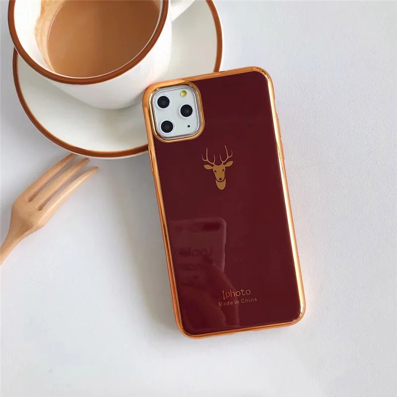 GlamPhone чехол сплошной цвет Лось чехол для телефона для iPhone11Pro/Max X XS Max XR Мягкий силиконовый чехол для iPhone11 7 8 6 6s Plus чехол - Цвет: Бордовый