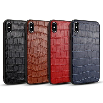 

Crocodile Pattern Genuine colorful Leather Skin Anti-knock phone case for Iphone 7 8 plus X S R MAX 11pro max Fashion Back Cover