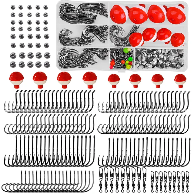 Fishing Hooks Tackle Kit 228pcs Octopus Circle Hooks Baitholder Hook wacky  Hooks Bobbers Split shot Sinker Bass Trout Fishing - AliExpress