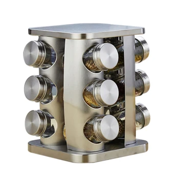 

Rotary Seasoning Jar Seasoning Box Stainless Steel Salt Pot Glass Seasoning Jar Kitchen Supplies Seasoning Box Seasoning Jar