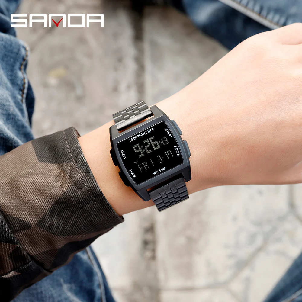 Sanda Military Sports Watches Stainless Steel Strap Electronic Watch Military Waterproof Led Digital Watch Relogio Masculino Digital Wristwatches Aliexpress