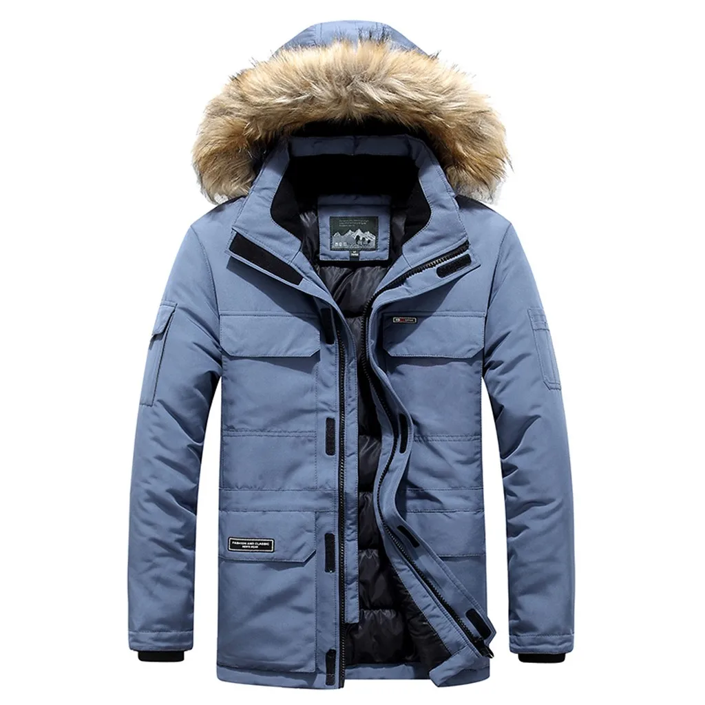 Мужская модная зимняя куртка модная мужская Осенняя зимняя теплая Повседневная толстая одежда с карманами пальто размера плюс
